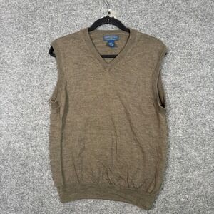 Joseph & Lyman Sweater Vest Mens Medium Brown Italian Merino Wool V-Neck Classic
